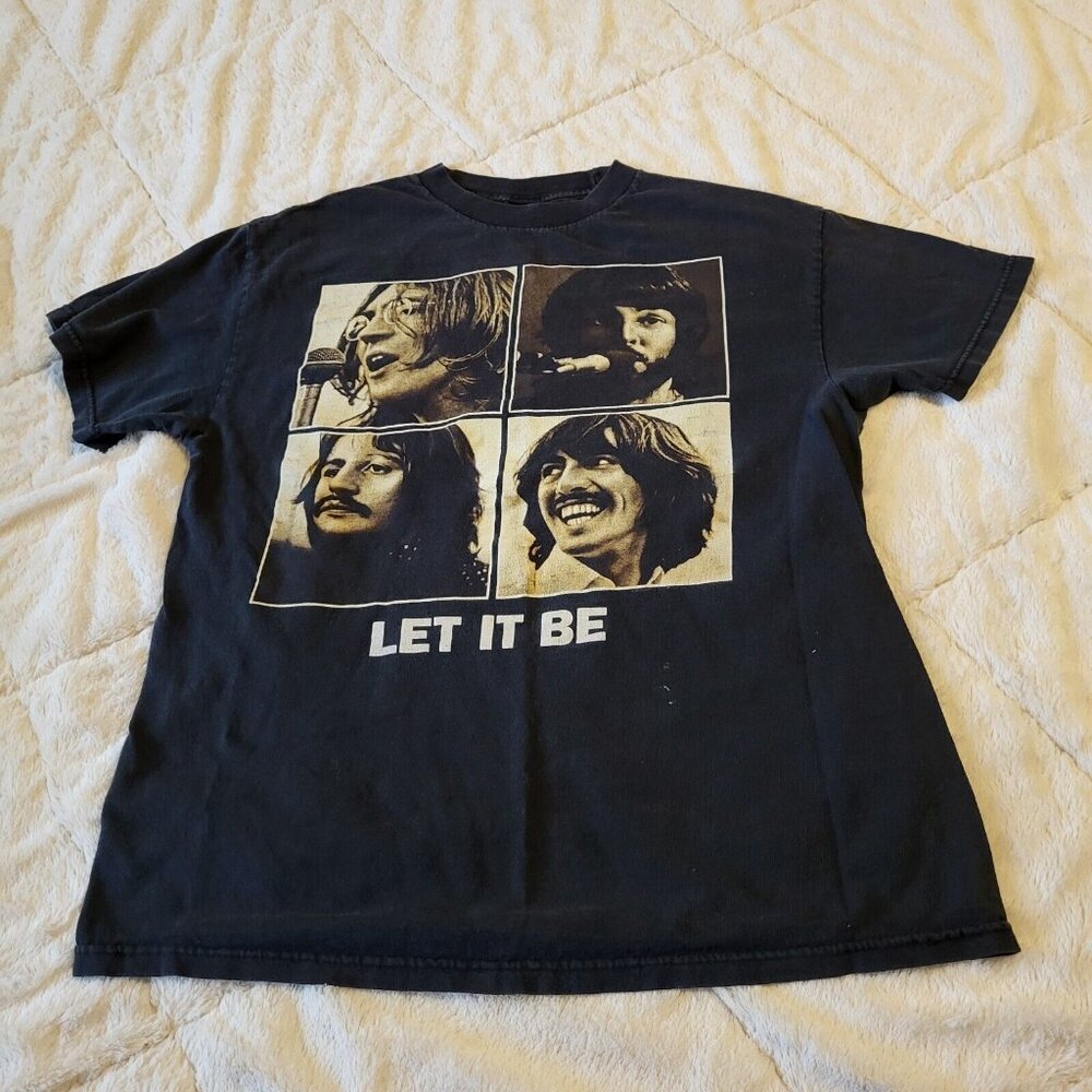 Vintage Beatles Shirt tee Let It Be Apple Corp Size M music double side
